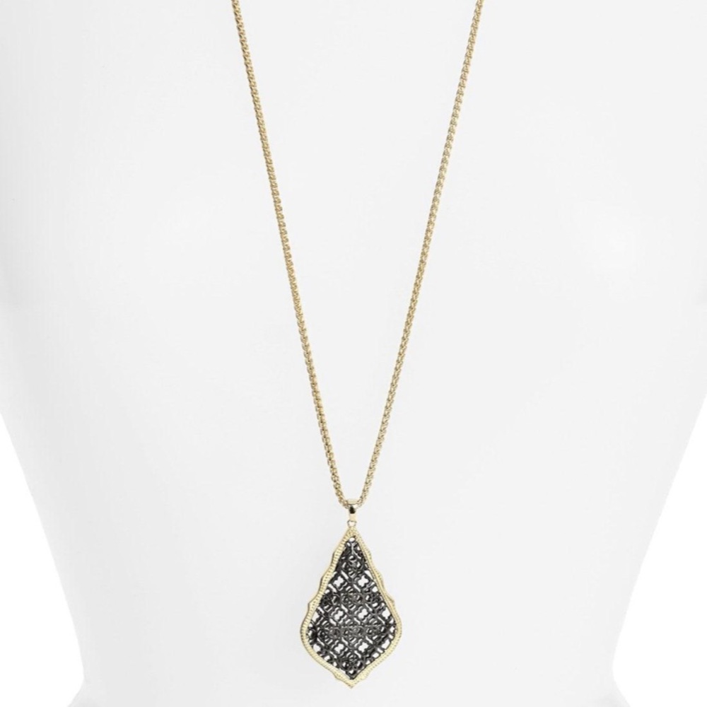 Aiden necklace. Gunmetal filigree & gold hardware